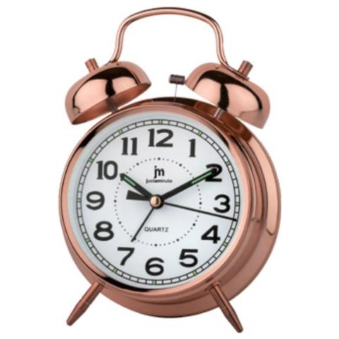 Ja-704 Rame. Movimento Continuo Silenzioso. Sveglia Al Quarzo Analogica In Metallo Con Suoneria Su Campana Metallica E Luce. Movimento Continuo Silenzioso. - Foto 1