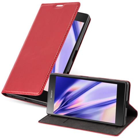 Custodia Compatibile Con Sony Xperia Z In Rosso Mela - Coperchio Protettiva Con Chiusura Magnetica, Funzione Stand E Tasca Per Le Carte - Foto 1
