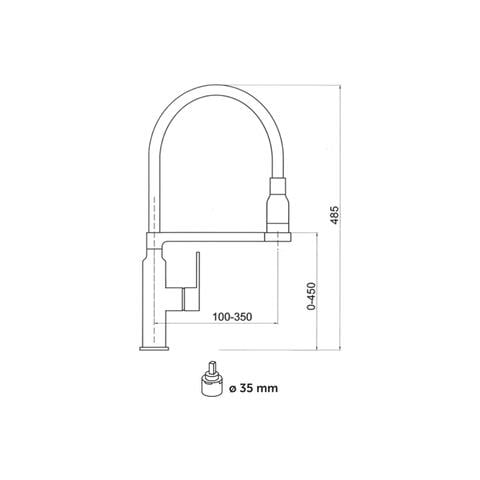 Miscelatore Monocomando Cucina Canna Nera Za017.5 - Foto 1