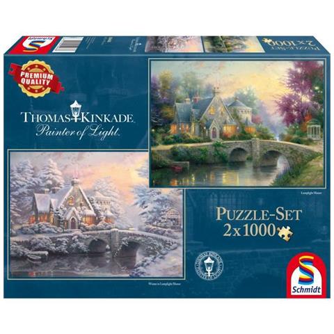 SMT59468 2 Puzzle da 1000 Pezzi - Thomas Kinkade - Maniero Illuminato ed Inverno sul Maniero Illuminato - Foto 1
