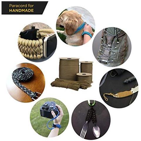 Paracord 550 Del Cavo Dei Paracadute Di Tipo Iii Mil-spec 7 Fili Di Sopravvivenza (coyote Brown 15 M)  - Foto 2