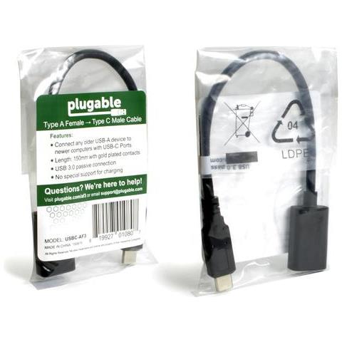PLUGABLE USB A TO C ADAPTER 0.15m USB A USB C Nero cavo USB - Foto 2