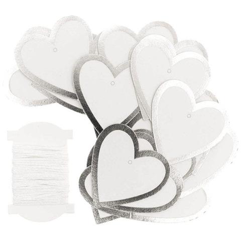 24 Etichette Appese Cuore Argento - Foto 1