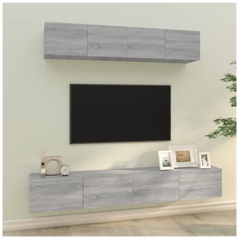 Set Di Mobili Porta Tv 4 Pz Grigio Sonoma In Legno Multistrato - Foto 6