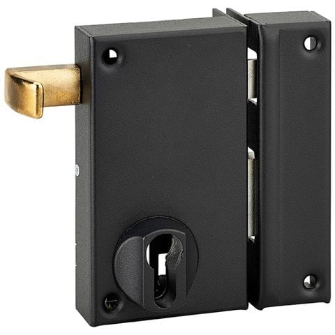 Serratura Verticale Da Applicare Doppio Cilindro A Tirante Per Porta Esterna, Asse 45mm, Destra, 75x130mm, Nero - - Foto 2
