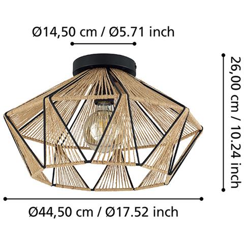 Plafoniera Contemporanea Adwickle 1 Luce Metallo Nero E Tessuto - Foto 2