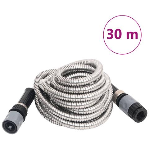 Tubo Da Giardino Con Ugello Spray Argento 0,6"" 30 M In Acciaio - Foto 1