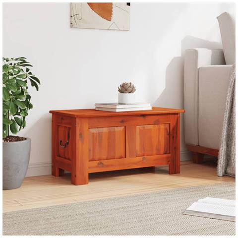 Cassapanca con Coperchio Marrone in Legno Massello di Acacia - Foto 3