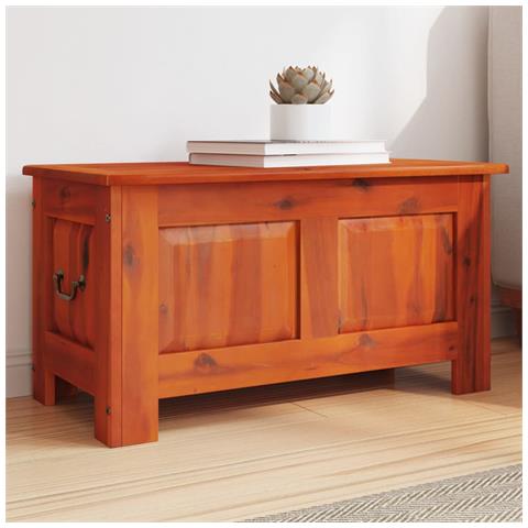 Cassapanca con Coperchio Marrone in Legno Massello di Acacia - Foto 1