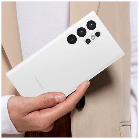 Custodia S24 Ultra Copertina Finestra Touch Smart View, Grigio Chiaro - Foto 2