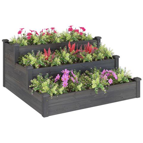 Fioriera Rialzata Giardino Grigia 120x120x56 Cm Massello Abete - Foto 2