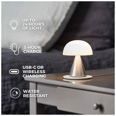 Lampada Da Tavolo Mina M Batteria Ricaricabile Led Rgb Rosa Chiaro Abs - Foto 2