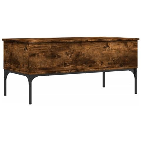 Tavolino Rovere Fumo 100x50x45cm In Legno Multistrato E Metallo - Foto 2