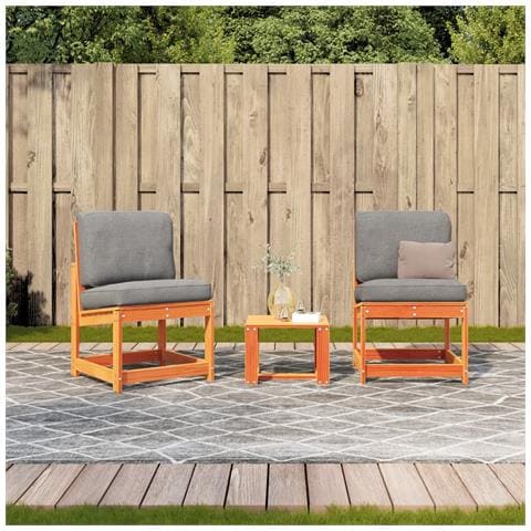 Set Salotto da Giardino 3 pz Marrone Cera Legno Massello Pino - Foto 2