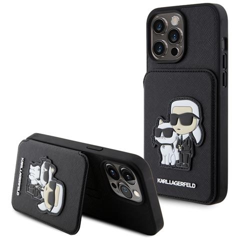 Cover Per Iphone 15 Pro Saffiano Con Portacarte, Nero - Foto 1