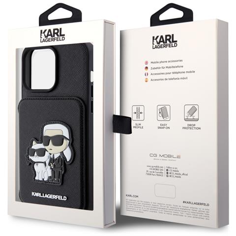 Cover Per Iphone 15 Pro Saffiano Con Portacarte, Nero - Foto 3