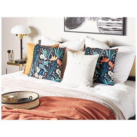 Cuscino Decorativo Osmunda Cotone 45 X 45 Cm Floreale Nero - Foto 1