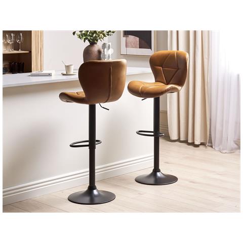 Set Di 2 Sedie Alte Valetta Pelle Sintetica Marrone Dorato - Foto 1