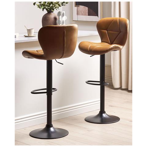 Set Di 2 Sedie Alte Valetta Pelle Sintetica Marrone Dorato - Foto 8