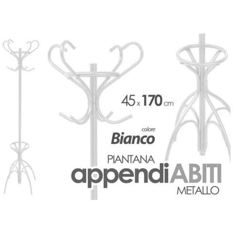 Trade Shop - Attaccapanni Appendiabiti Piantana Metallo Bianco Ganci Moderno 45x170cm 756689 - Foto 1