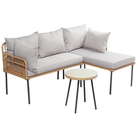 Lecce Conjunto De Muebles De Jardín Esquinero De 3 Plazas Efecto Ratán - Foto 1