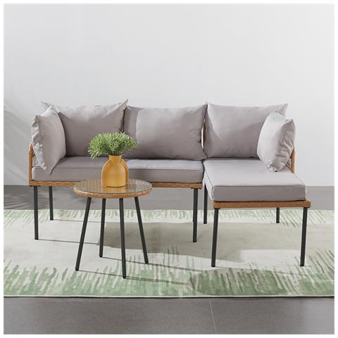 Lecce Conjunto De Muebles De Jardín Esquinero De 3 Plazas Efecto Ratán - Foto 9