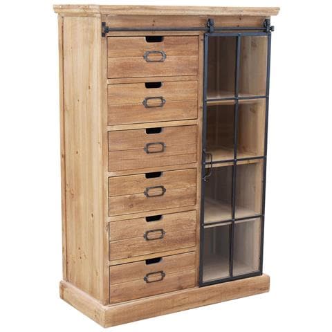 Mobile In Legno Con 6 Cassetti 4 Ripiani E Anta Scorrevole Tiberius - Foto 1