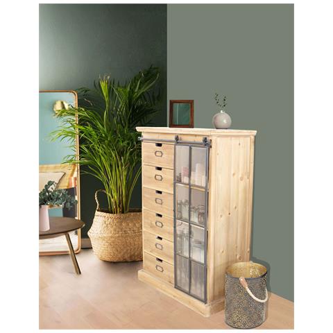 Mobile In Legno Con 6 Cassetti 4 Ripiani E Anta Scorrevole Tiberius - Foto 7