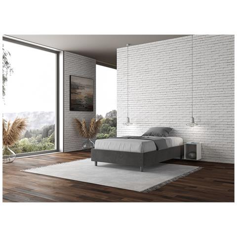 Letto Sommier Contenitore Imbottito 140x190 Microfibra Grigio Azelia - Foto 3