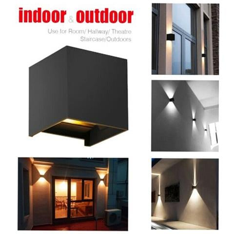 Applique Nero Cubo Led 10w Faretto Lampada Parete Muro Luce Naturale 4000k - Foto 2