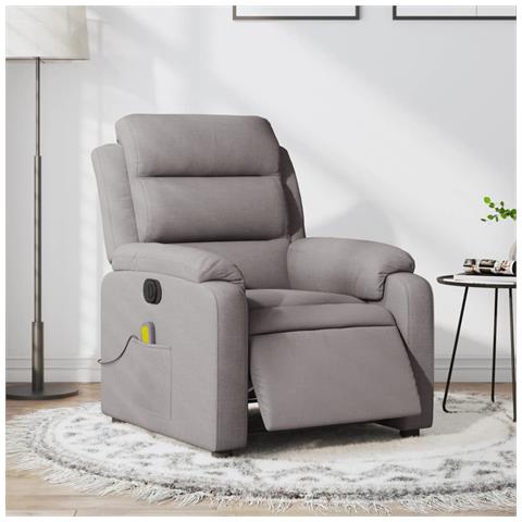 Poltrona Massaggiante Reclinabile Elettrica Tortora In Tessuto - Foto 1