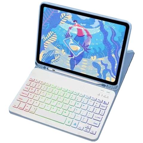 Custodia Per Ipad In Pelle Con Tastiera Bluetooth Rgb E Mouse Blue Ipad 12,9 Pollici - Foto 2