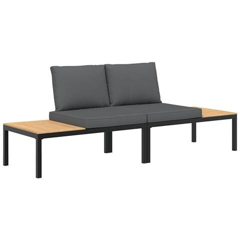 Set Divani da Giardino 2 pz con Cuscini in Alluminio Nero - Foto 1