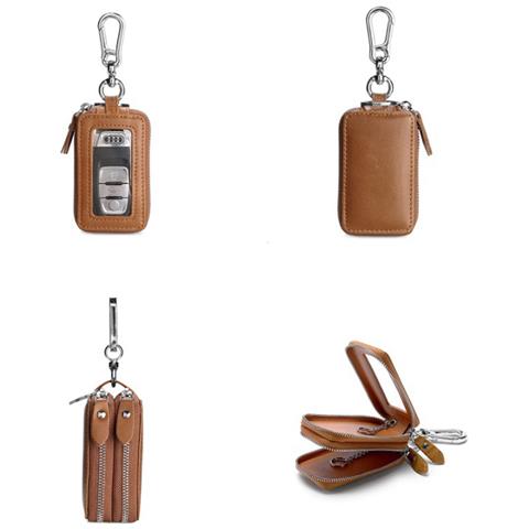 Portachiavi In Vera Pelle, Blocco Rfid, Porta Chiavi Per Auto Con Portachiavi Multifunzione Coffee - Foto 2