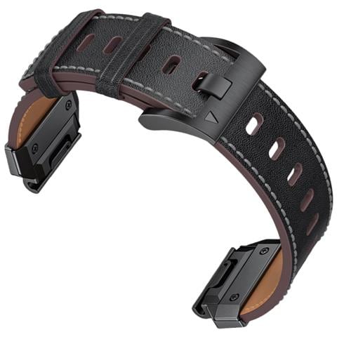 Cinturino In Vera Pelle Per Garmin Fenix 8/7x/7/6/5/965 Black 22 Mm - Foto 3