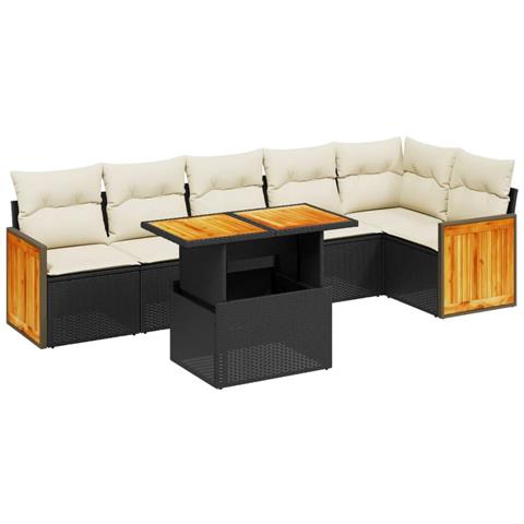 Set Divani Da Giardino Con Cuscini 7pz Nero Polyrattan - Foto 2