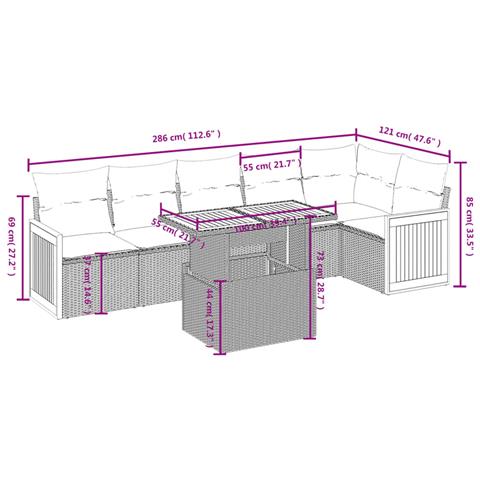 Set Divani Da Giardino Con Cuscini 7pz Nero Polyrattan - Foto 3
