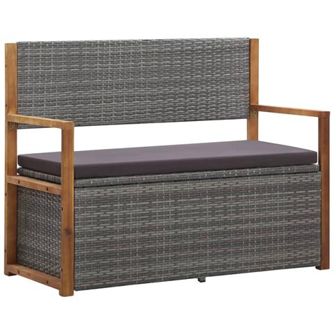 Lusso Casadino -  Cassapanca 115 Cm In Polyrattan E Legno Massello Acacia Grigia - Foto 2