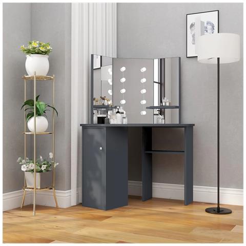 Lusso Casadino - Tavolino Da Trucco Angolare Con Led Grigio 111x54x141,5 Cm - Foto 8