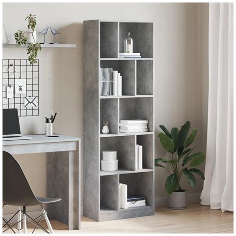 Lusso Casadino -  Libreria Grigio Cemento 57x28,5x174 Cm In Legno Multistrato - Foto 2