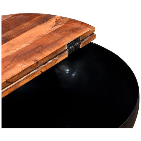 Tavolini Da Caffè 2 Pz Massello Riciclato Nero Forma Di Coppa - Foto 8