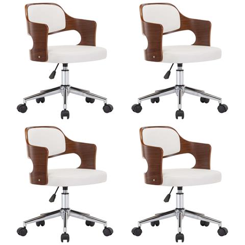 Lusso Casadino -  Sedie Da Pranzo Girevoli 4 Pz Bianche Legno Curvo E Similpelle - Foto 1