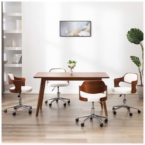 Lusso Casadino -  Sedie Da Pranzo Girevoli 4 Pz Bianche Legno Curvo E Similpelle - Foto 8