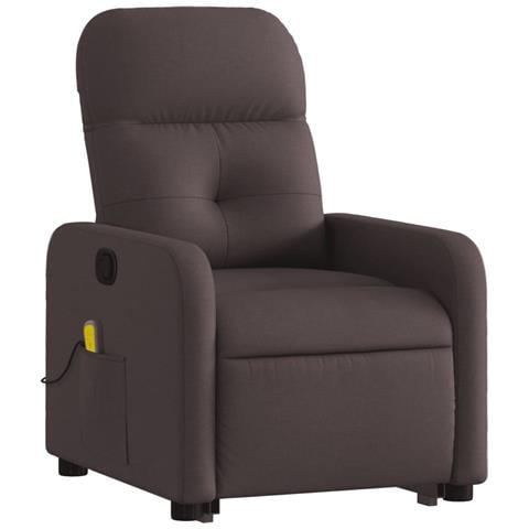 Poltrona Alzapersona Massaggi Reclinabile Marrone Scuro Tessuto - Foto 2