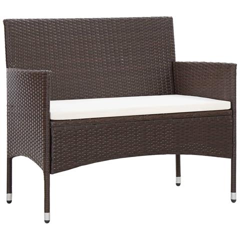 Set Divani Da Giardino 4 Pz Con Cuscini In Polyrattan Marrone - Foto 1