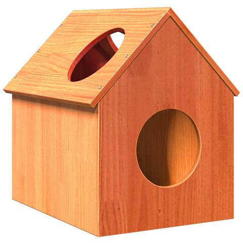 Cuccia per Gatti Marrone Cera 41x50x50cm Legno Massello di Pino - Foto 1