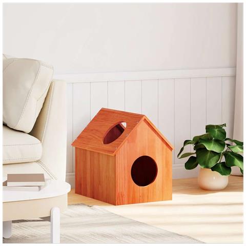 Cuccia per Gatti Marrone Cera 41x50x50cm Legno Massello di Pino - Foto 2