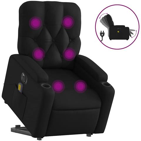 Poltrona Alzapersona Massaggiante Elettrica Nera in Similpelle - Foto 1