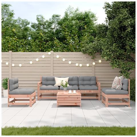 Set Divani Giardino 6 pz con Cuscini Legno Massello di Douglas - Foto 2
