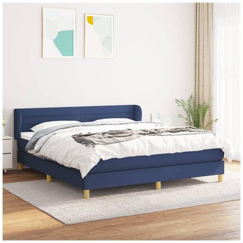 Giroletto a Molle con Materasso Blu 180x200 cm in Tessuto - Foto 2